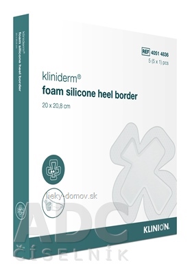 Kliniderm foam silicone heel border krytie penové silikónové 20 x 20,8 cm, 1x5 ks