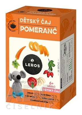 LEROS DETSKÝ ČAJ POMARANČ nálevové vrecká (od 6+ mesiacov) 20x2 g (40 g)