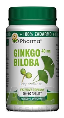 BIO Pharma Ginkgo biloba 40 mg tbl 90+90 (100% ZADARMO) (180 ks)