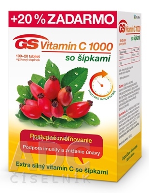GS Vitamín C 1000 so šípkami tbl 100+20 (20 % zadarmo) (120 ks)