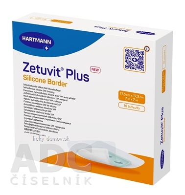 Zetuvit Plus Silicone Border kompres sterilný (17,5x17,5 cm) 1x10 ks
