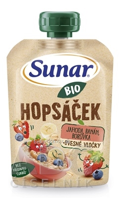 Sunar BIO HOPSÁČEK Jahoda, banán, čučoriedka + ovsené vločky, kapsička (od ukonč. 12.mesiaca) 1x100 g