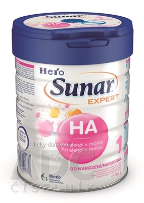 Sunar EXPERT HA1 počiatočná výživa dojčiat s rizikom vzniku alergií (od narodenia) 1x700 g