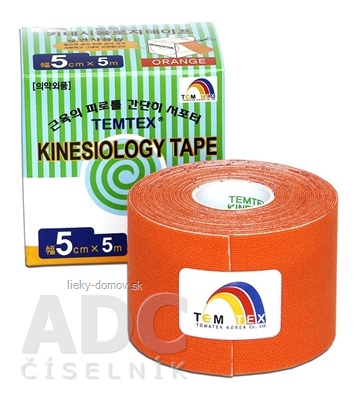 TEMTEX KINESOLOGY TAPE tejpovacia páska, 5 cm x 5 m, oranžová 1x1 ks
