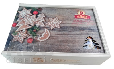 AGROKARPATY kazeta Elixír čajová, drevená Vianoce bylinný čaj (6 druhov po10 ks) 60x1,5 g (90 g)
