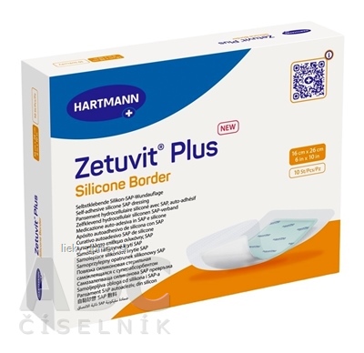 Zetuvit Plus Silicone Border kompres sterilný (16x26 cm) 1x10 ks