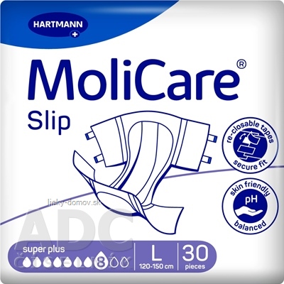 MoliCare Slip Super Plus 8 kvapiek L nohavičky inkontinenčné zalepovacie (120-150 cm) 1x30 ks