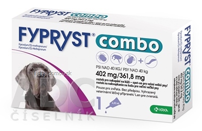 FYPRYST combo 402 mg/361,8 mg PSY NAD 40 KG roztok na kvapkanie na kožu pre veľmi veľké psy (pipeta) 1x4,02 ml