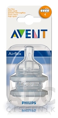 AVENT CUMLÍK na fľašu Klasik 4 otvory 6M+, rýchly prietok, silikónový, mäkký, 1x2 ks
