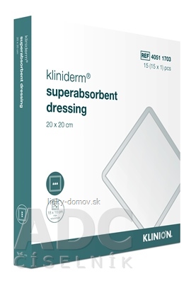 Kliniderm superabsorbent dressing krytie superabsorpčné sterilné 20 x 20 cm, 1x15 ks