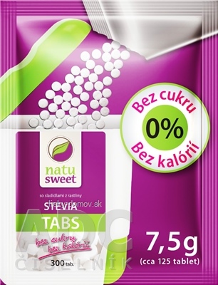 NATUSWEET STEVIA TABS - refill pack sladidlo, vrecúško na doplnenie dávkovača 1x7,5 g