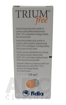 TRIUM free očné kvapky s obsahom kyseliny hyaluronóvej a extraktu z Ginko biloby (inov. 2022) 1x10 ml