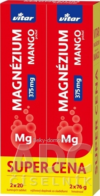VITAR MAGNÉZIUM 375 mg DUOPACK tbl eff s príchuťou manga 2x20 (40 ks)