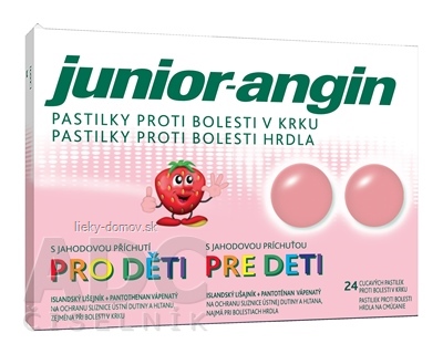 Junior-angin pastilky pre deti s jahodovou príchuťou 1x24 ks