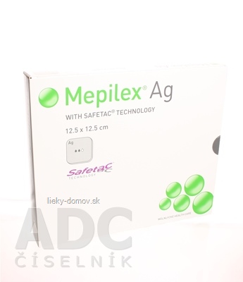 Mepilex Ag 12,5x12,5 cm mäkký silikónový bakteriostatický obväz na rany 1x5 ks