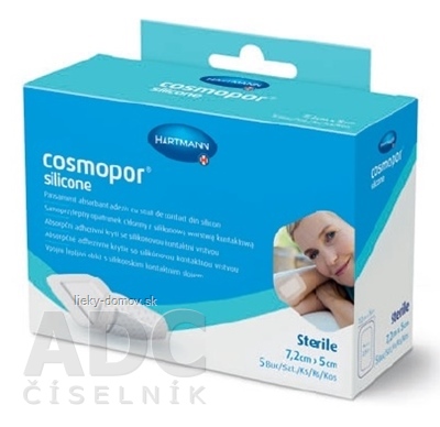 Cosmopor Silicone absorpčné adhezívne krytie, náplasti (7,2x5cm) 1x5 ks