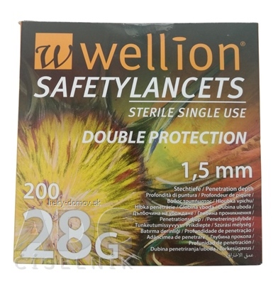 Wellion SAFETYLANCETS 28G - Lanceta bezpečnostná priemer 1,5 mm, sterilná, jednorazová 1x200 ks