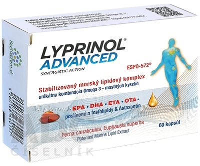 LYPRINOL Advanced Omega 3 (OTA, DHA, ETA, EPA) cps (á 50 mg Perna Canaliculus,Euphausia superba,Astaxantín) stabilizovaný lipidový extrakt 1x60 ks