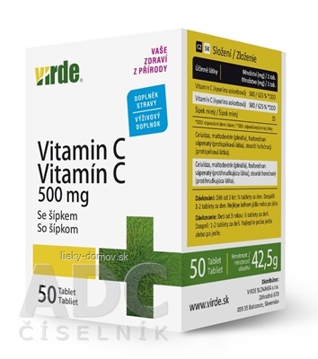 VIRDE VITAMÍN C 500 MG SO ŠÍPKAMI tbl 1x50 ks