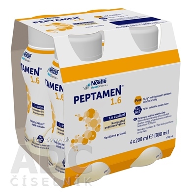 PEPTAMEN 1.6 Vanilková príchuť sol (peptidová výživa) 4x200 ml (800 ml)