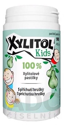 Vitabalans XYLITOL Kids xylitolové pastilky s príchuťou hrušky, 1x90 ks