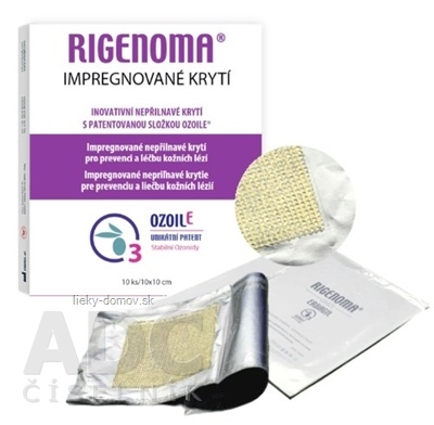 RIGENOMA Impregnované KRYTIE 10x10 cm, nepriľnavé, s OzoilE 1x10 ks