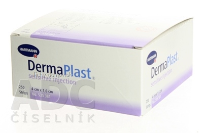 DERMAPLAST INJECTION SENSITIVE náplasť na ošetrenie miesta po injekcii alebo odbere krvi, nastrihané (40x16 mm) 1x250 ks