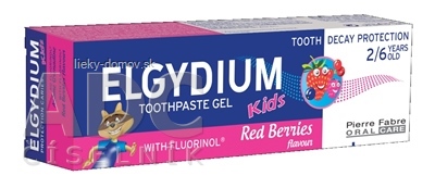 ELGYDIUM KIDS gélová zubná pasta s fluorinolom pre deti (2-6 rokov) s príchuťou lesného ovocia 1x50 ml