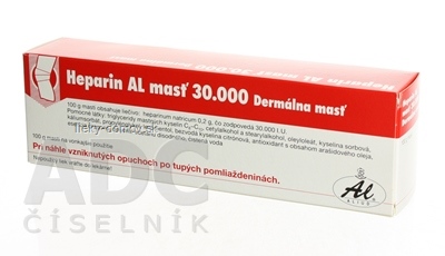 Heparin AL masť 30 000 ung der (tuba Al) 1x100 g