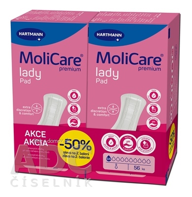 MoliCare Premium lady pad 0,5 kvapky DUOPACK inkontinenčné vložky inov.2025 (zľava -50% na 2. balenie) 2x28 ks, 1x1 set