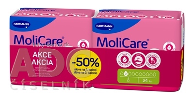 MoliCare Premium lady pad 2 kvapky DUOPACK inkontinenčné vložky (zľava -50% na 2. balenie) 2x12 ks, 1x1 set