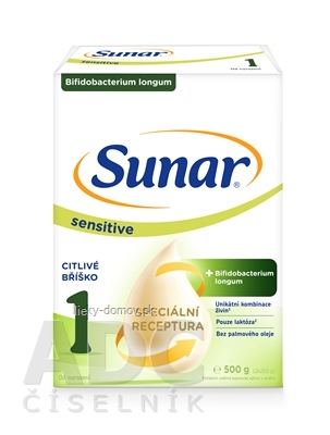 Sunar Sensitive 1 počiatočná mliečna výživa (od narodenia) 1x500 g