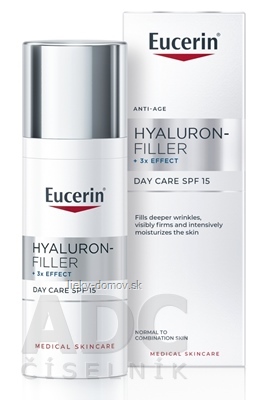 Eucerin HYALURON-FILLER+3xEFFECT Denný krém SPF15 normálna a zmiešaná pleť, Anti-Age, tuba 1x50 ml
