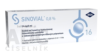 Sinovial 0,8 % viskoelastický roztok kys. hyalurónovej (16 mg/2 ml) 1x2 ml