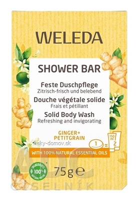WELEDA SHOWER BAR Citrusové osviežujúce mydlo ginger + petitgrain, s esenciálnymi olejmi 1x75 g