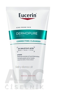Eucerin DERMOPURE CLINICAL Exfoliačný čistiaci gél pleť so sklonom k akné, na tvár a telo 1x150 ml