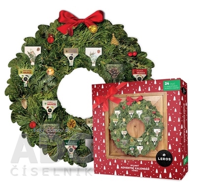 LEROS BYLINNÝ ADVENTNÝ KALENDÁR VENIEC 5 24 druhov čajov po 1 vrecúšku + papierový veniec + hracie karty 24 ks (41,7 g) (inov. 2025), 1x1 set