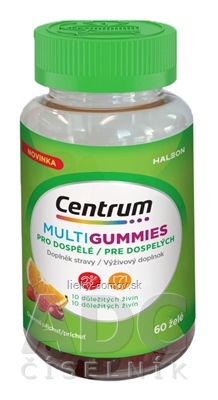 Centrum MultiGUMMIES PRE DOSPELÝCH želé s vitamínmi, minerálmi a stopovými prvkami, ovocná príchuť 1x60 ks
