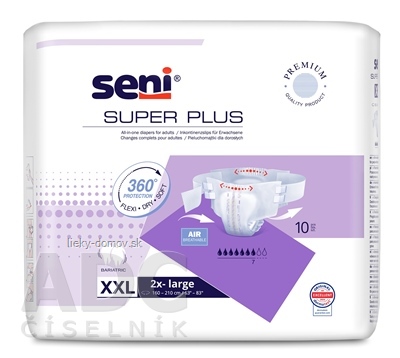 Seni SUPER PLUS (2x-large) XXL plienkové nohavičky (obvod pása 160 - 210 cm)(7 kvap.) 1x10 ks