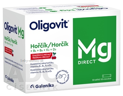Oligovit Mg DIRECT prášok s čerešňovou príchuťou (horčík + vitamín B1+B6+K2+D3) vrecúška 1x50 ks
