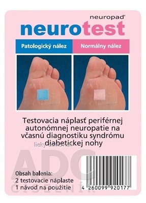 Neurotest testovacia náplasť periférnej neuropatie na diagnostiku syndrómu diabetickej nohy 1x2 ks
