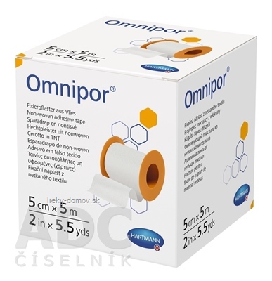 Omnipor fixačná náplasť z bieleho netkaného textilu na cievke (5 cm x 5 m) 1x1 ks