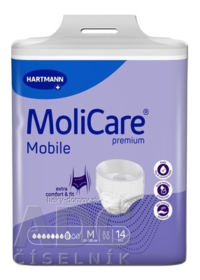 MoliCare Premium Mobile 8 kvapiek M plienkové nohavičky naťahovacie, fialové, obvod 80 - 120 cm, savosť 2015 ml, 1x14 ks