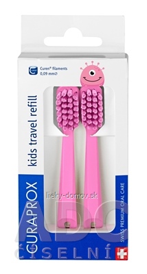 CURAPROX Kids travel refill CS 5500 ružový, DUO náhradné hlavičky na kefku, ultra soft 1x2 ks