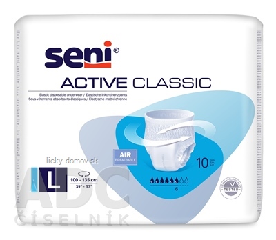 Seni ACTIVE CLASSIC Large navliekacie nohavičky, absorpčné, pás 100-135 cm, 1x10 ks