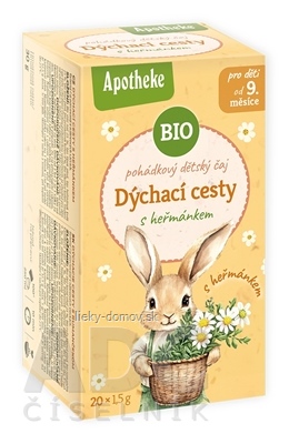 APOTHEKE ROZPRÁVKA Dýchacie cesty s rumančekom Bio bylinný čaj (od ukončeného 9. mesiaca) 20x1,5 g (30 g)
