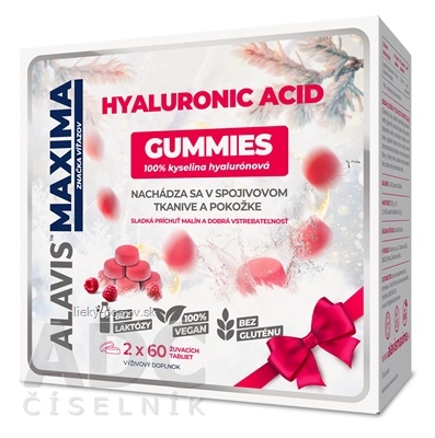 ALAVIS MAXIMA HYALURONIC ACID GUMMIES žuvacie tablety (zvýhodnené balenie) 2x60 ks
