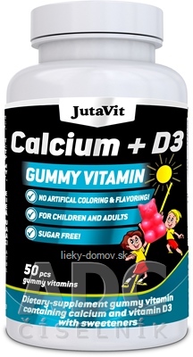 JutaVit Gumkáči Vápnik + vitamín D3 želatínové medvedíky 1x50 ks