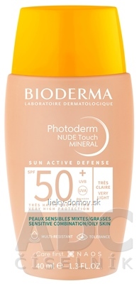 BIODERMA Photoderm NUDE Touch MINERAL SPF 50+ tónovací fluid veľmi svetlý (inov. 2022) 1x40 ml
