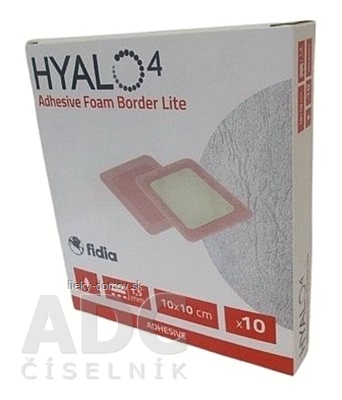 HYALO4 Adhesive Foam Border Lite krytie na rany, silikónové, penové (PU) s okrajmi, odľahčené, adhezíve, 10x10 cm, 1x10 ks